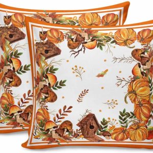 Millxiu 2 Packs Decorative Throw Pillow Covers for Sofa, Leaves Pumpkin Farm Autumn Thanksgiving 18×18 inch Plush Cotton Pillowcases Cushion Case Millxiu 2 Packs Decorative Throw Pillow Covers for Sofa, Leaves Pumpkin Farm Autumn Thanksgiving 18×18 inch Plush Cotton Pillowcases Cushion Case