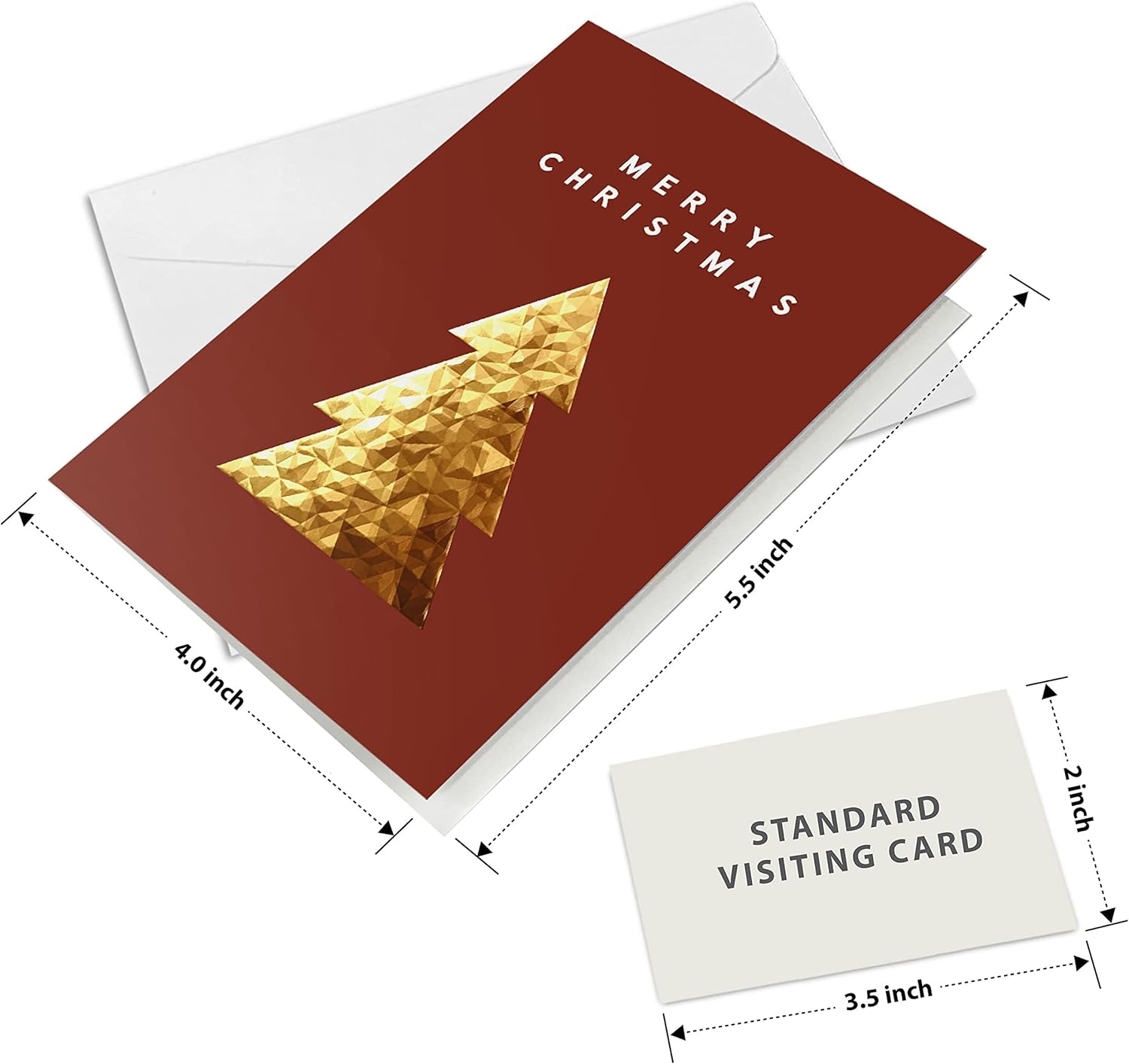 easykart labels Surtido de 18 tarjetas de felicitación navideñas con sobres, lámina dorada con diseño de efecto de relieve 3D, tamaño de 5.5 x 4