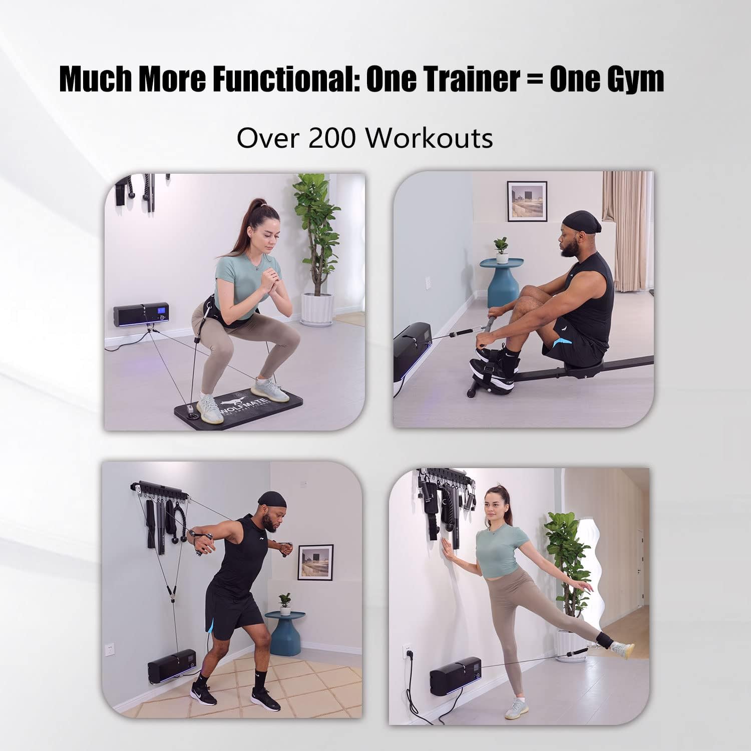 WOLFMATE Equipo inteligente de entrenamiento de fitness, máquina de entrenamiento de fuerza, dispositivo de entrenamiento plegable inteligente,