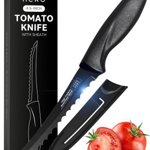 Home Hero 2 cuchillos de tomate con funda, cuchillo de corte de acero inoxidable de alto carbono con mango ergonómico, cuchillo de cocina multiusos Home Hero 2 cuchillos de tomate con funda, cuchillo de corte de acero inoxidable de alto carbono con mango ergonómico, cuchillo de cocina multiusos