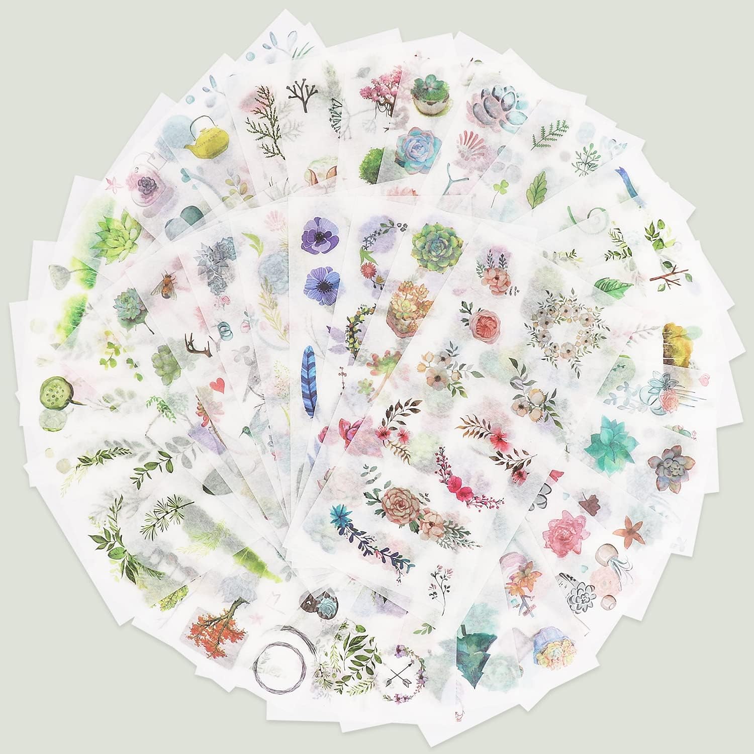 Knaid – Juego de calcomanías de acuarela (más de 600 piezas surtidas, 36 hojas), decorativas para álbum de recortes, manualidades de bricolaje para
