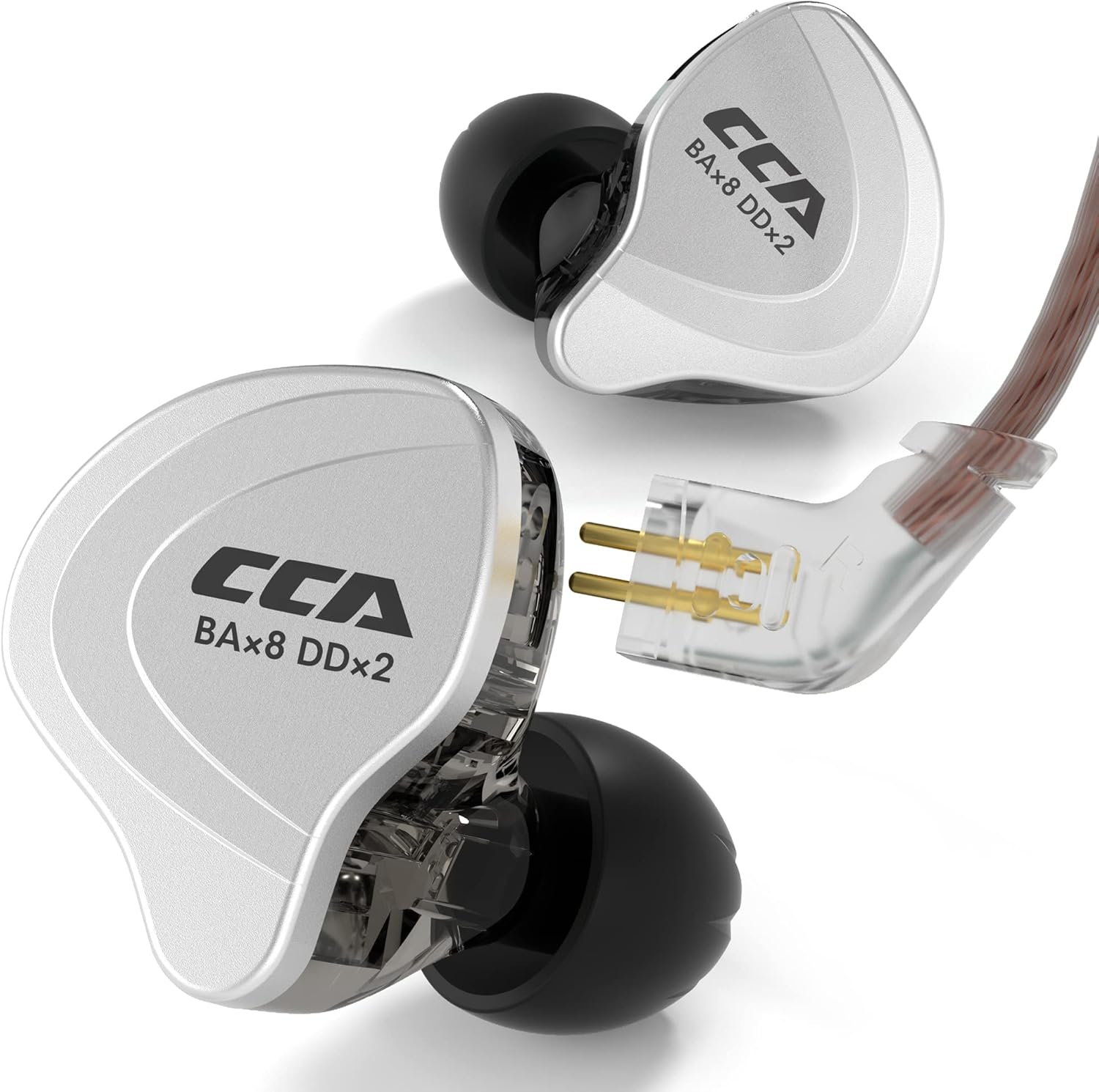 YINYOO CCA C10 – Monitores de oído, auriculares IEM con controladores híbridos de 4ba 1dd con cable desmontable sin enredos, auriculares con cable
