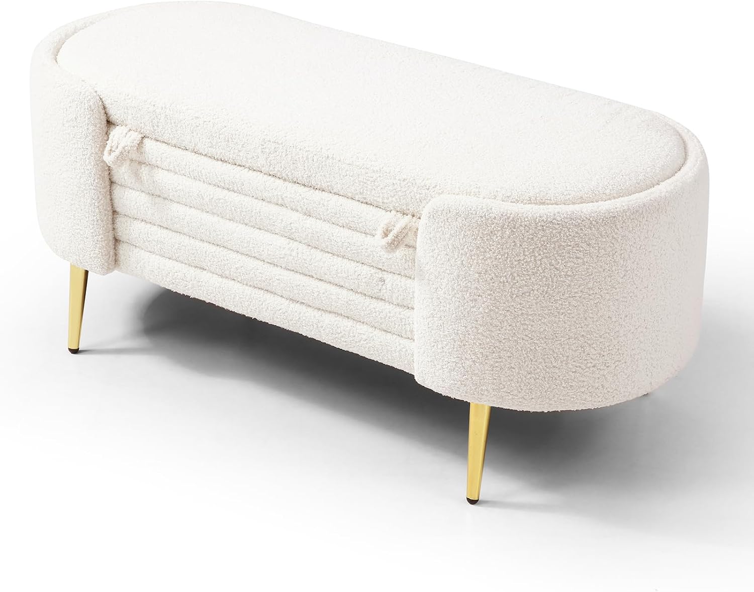 Homtique Banco otomano moderno de almacenamiento, banco de almacenamiento tapizado de tela Sherpa de 47.6 pulgadas, banco de almacenamiento con