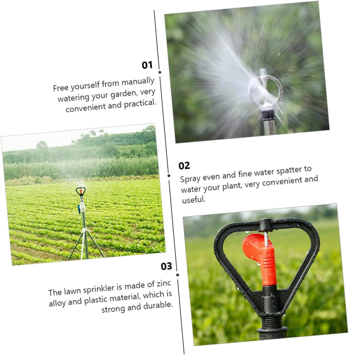 Angoily 2 unids dispositivo de riego automático cabezal de ducha manguera de jardín rociador giratorio 360 rociador de césped rociador automático de