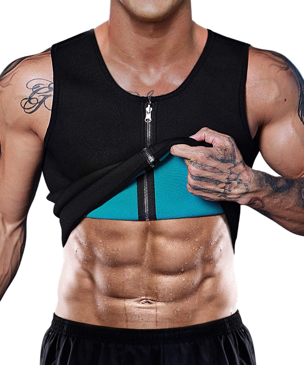 Chaleco de sauna para hombre, entrenador de cintura, moldeador de cuerpo, neopreno caliente, deporte, fitness, gimnasio, entrenamiento, camiseta sin