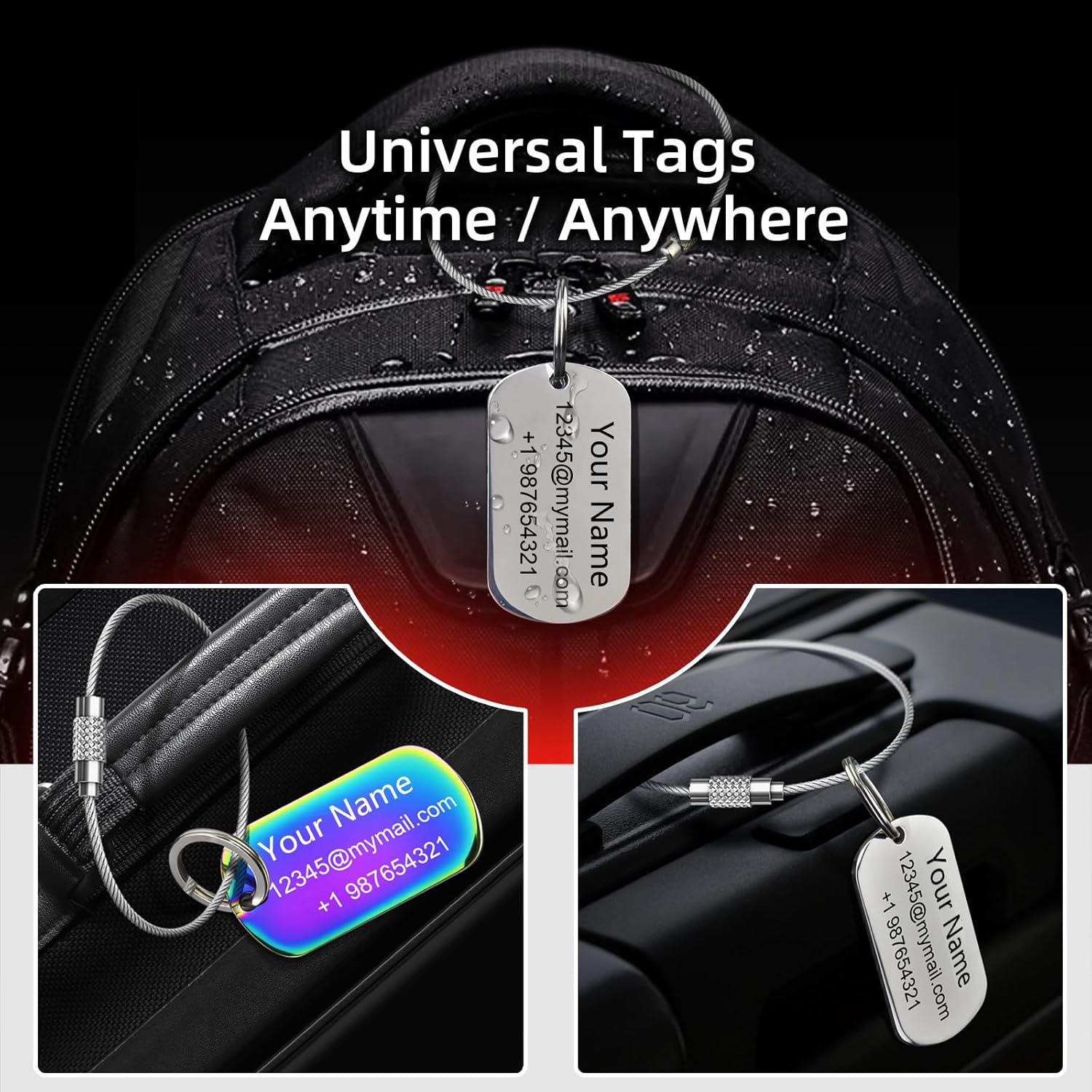 4 Pack Personalized Luggage Tags for Suitcases and Backpacks – Stainless Steel Metal Unique Custom Traval Bag Name Tags for Kids, Women, Luggage,