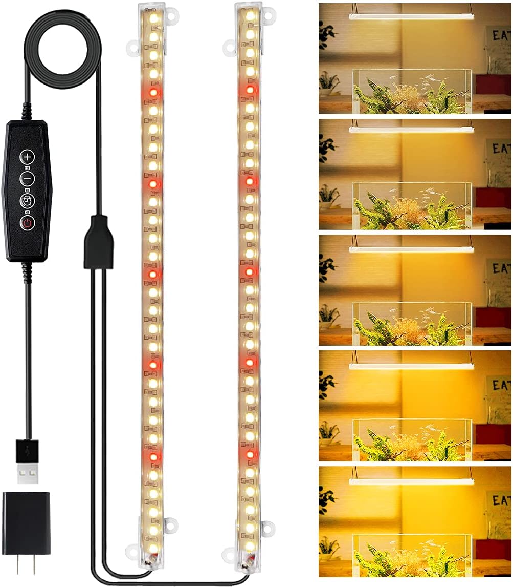 GooingTop Tira de luz LED de crecimiento, 3500 K, lámpara blanca de espectro completo para sembrar plantas de interior suculentas, temporizador de