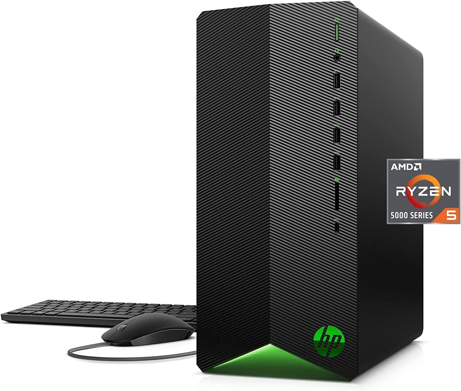 HP PC de sobremesa Pavilion Gaming 2022, AMD Ryzen 5 5600G (Beat i5-12400F), AMD Radeon RX5500, 32 GB de RAM, 1 TB SSD, mouse y teclado con cable,