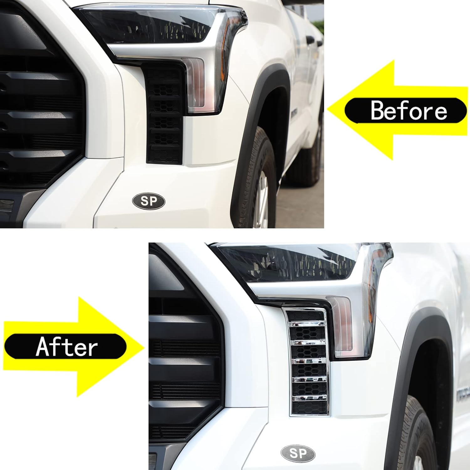 Cubierta de rejilla de ventilación para faros delanteros de automóvil, compatible con Toyota Tundra 2022-2023, rejilla de malla para rejilla de