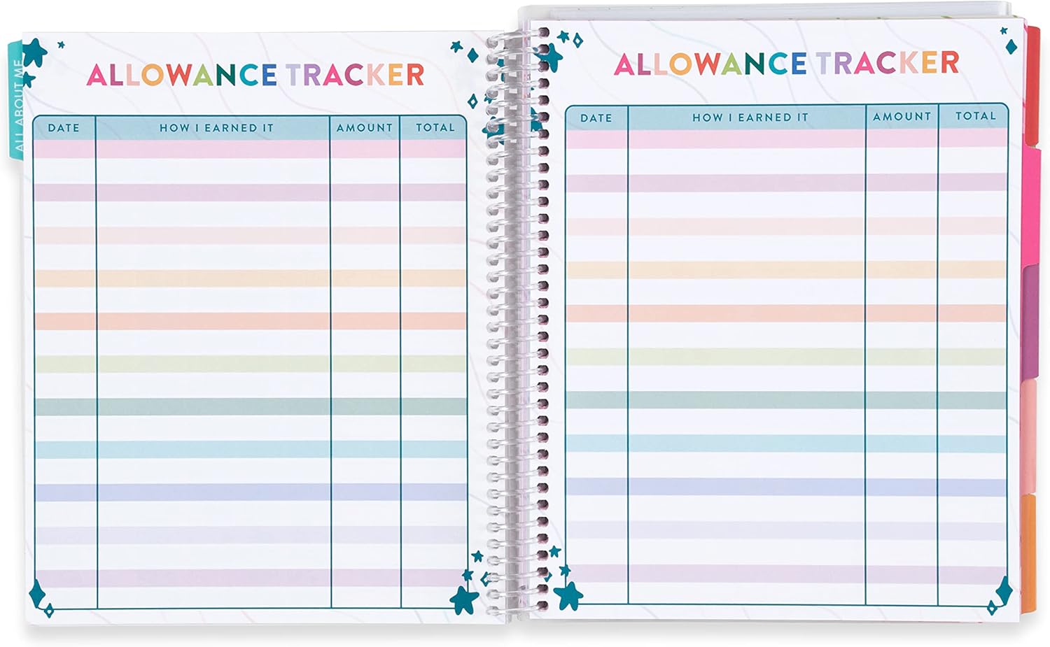 Planificador de plástico con espiral de 7 x 9 pulgadas, con diseño de espiral, sin fecha, calendarios, registros de lectura, calcomanías,