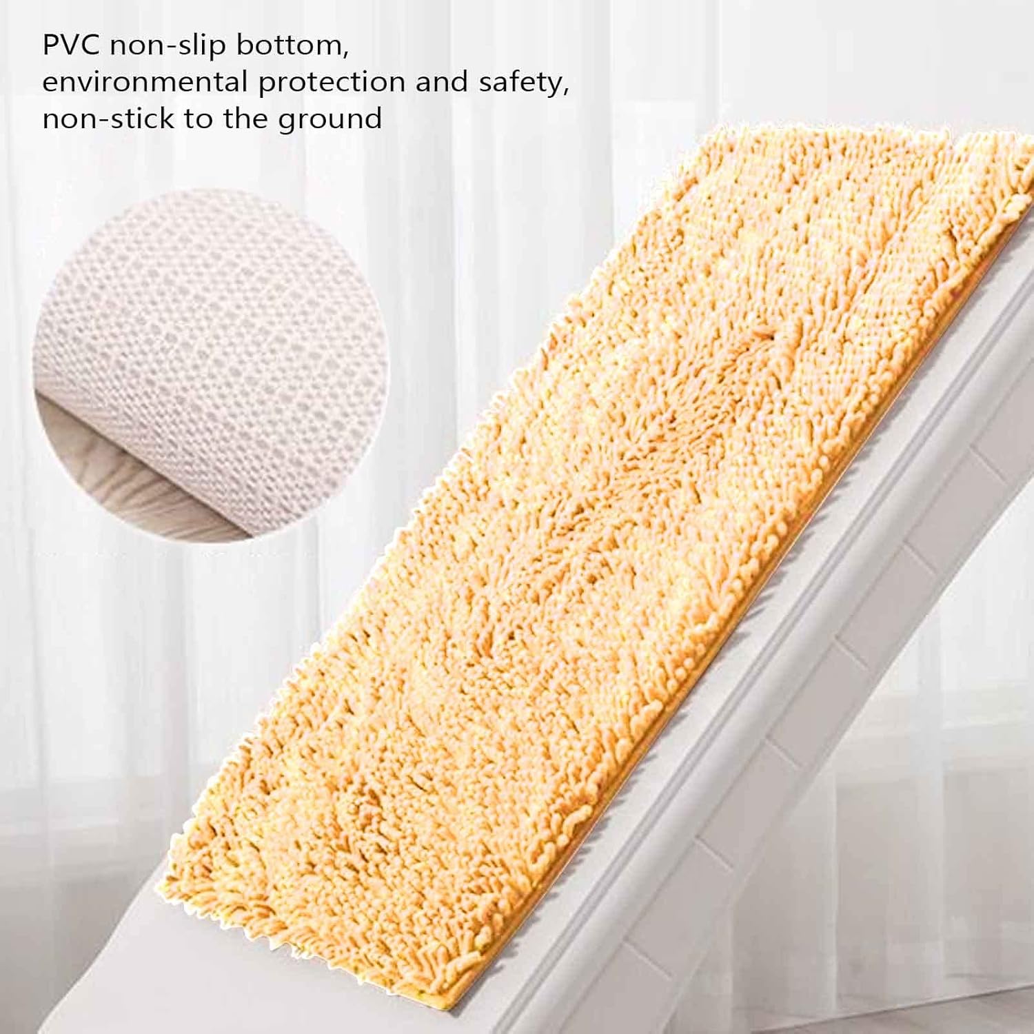 Scceatti Kitchen Rugs – Alfombra de baño antifatiga de 35 x 24 pulgadas, color amarillo, alfombra de baño rosa, antideslizante, suave y cómoda,