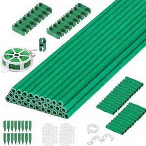 Cludoo Juego de 94 estacas de jardín con 30 juegos de estacas de fibra de vidrio, soportes y accesorios, estacas de tomate de 4 pies, 5 pies, 6 Cludoo Juego de 94 estacas de jardín con 30 juegos de estacas de fibra de vidrio, soportes y accesorios, estacas de tomate de 4 pies, 5 pies, 6