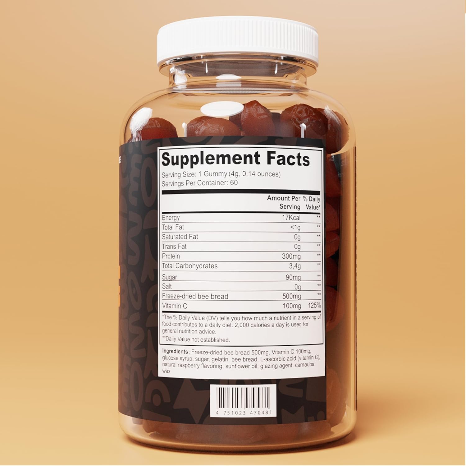 Kiin Bee Pearl Gummies  Pan de abeja (polen de abeja fermentado)  Superalimento 100% natural rico en vitaminas A, B, C, E, K, Mg, P, enzimas,