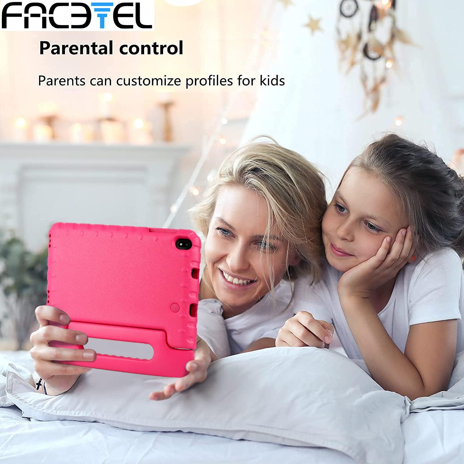 FACETEL Tableta para niños de 8 pulgadas Android 13 para niños, 7 GB de RAM, 64 GB ROM TF 512 GB, control parental, juego de rompecabezas, Bluetooth