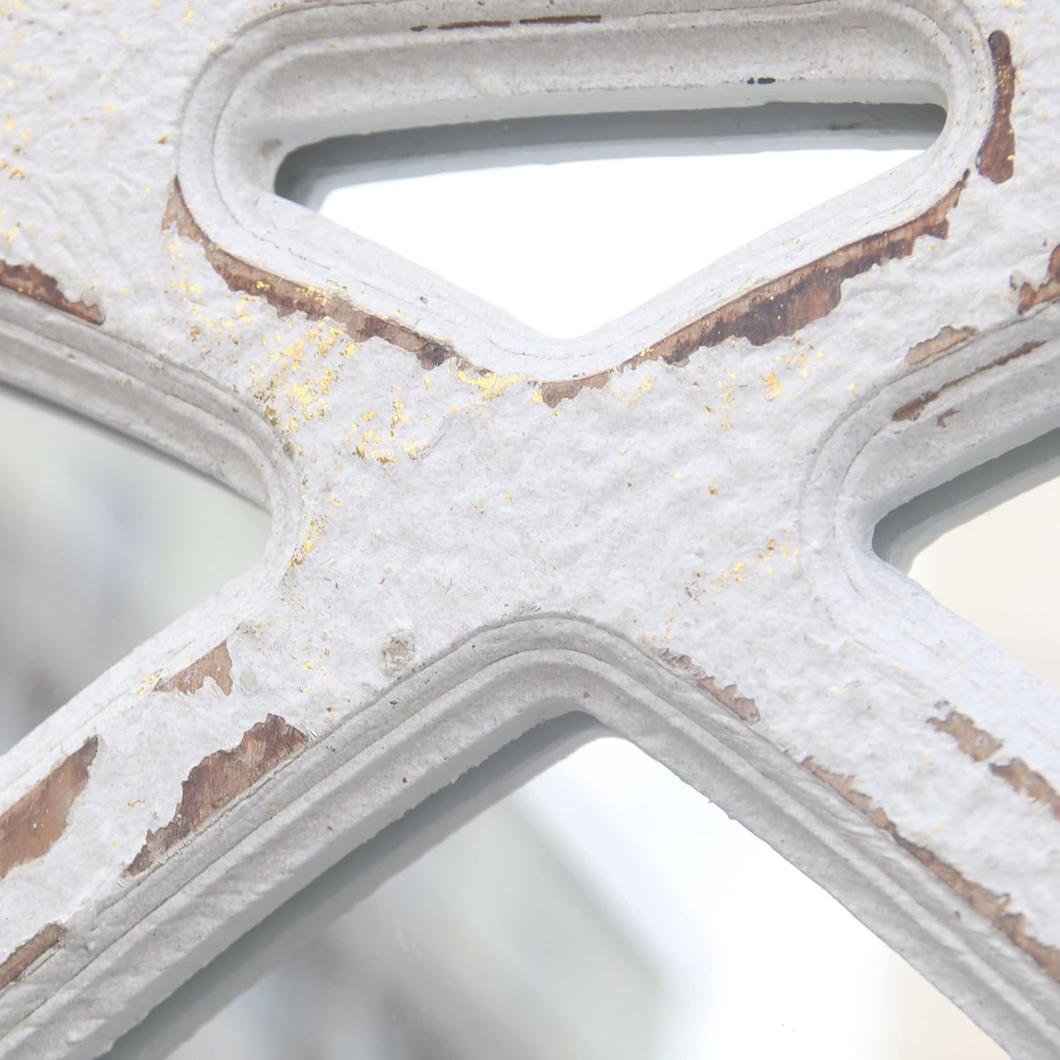 Espejo de pared de madera con arco de catedral rústico, espejo de pared con marco de madera rústica para ventana, color blanco envejecido, 31-78