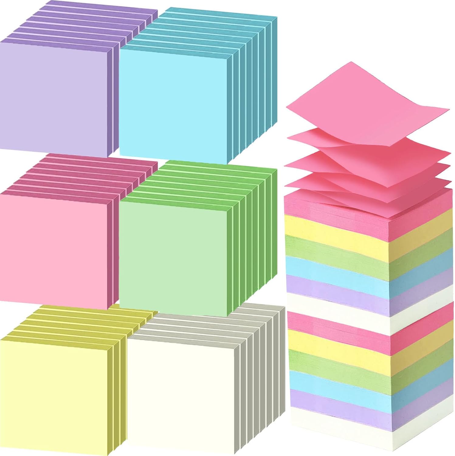 Beieverluck Paquete de 48 notas adhesivas emergentes de 3 x 3 pulgadas, bloc de notas autoadhesivas coloridas para oficina, hogar, escuela, reunión,