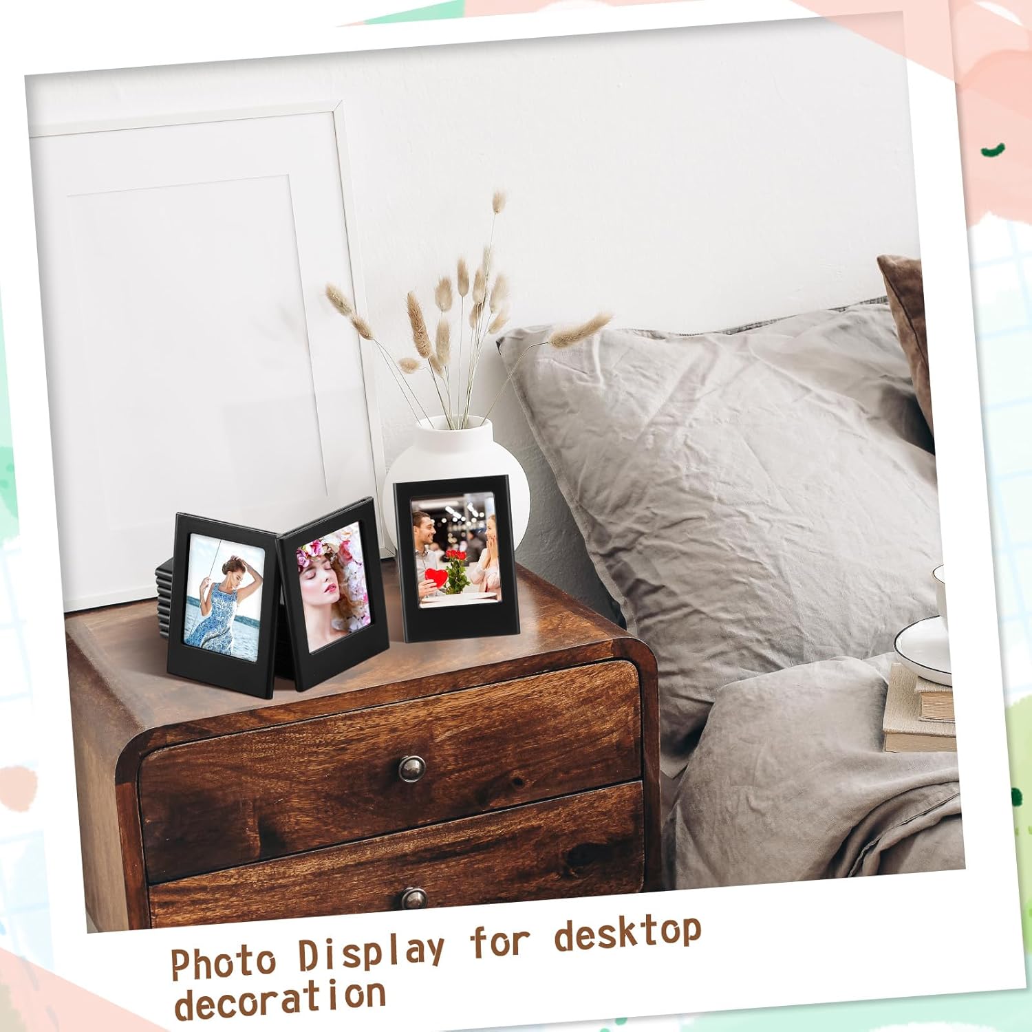 Paquete de 30 mini portarretratos magnéticos de 2 x 3 pulgadas, imán para refrigerador, portarretratos para mesa, juego de marcos de fotos