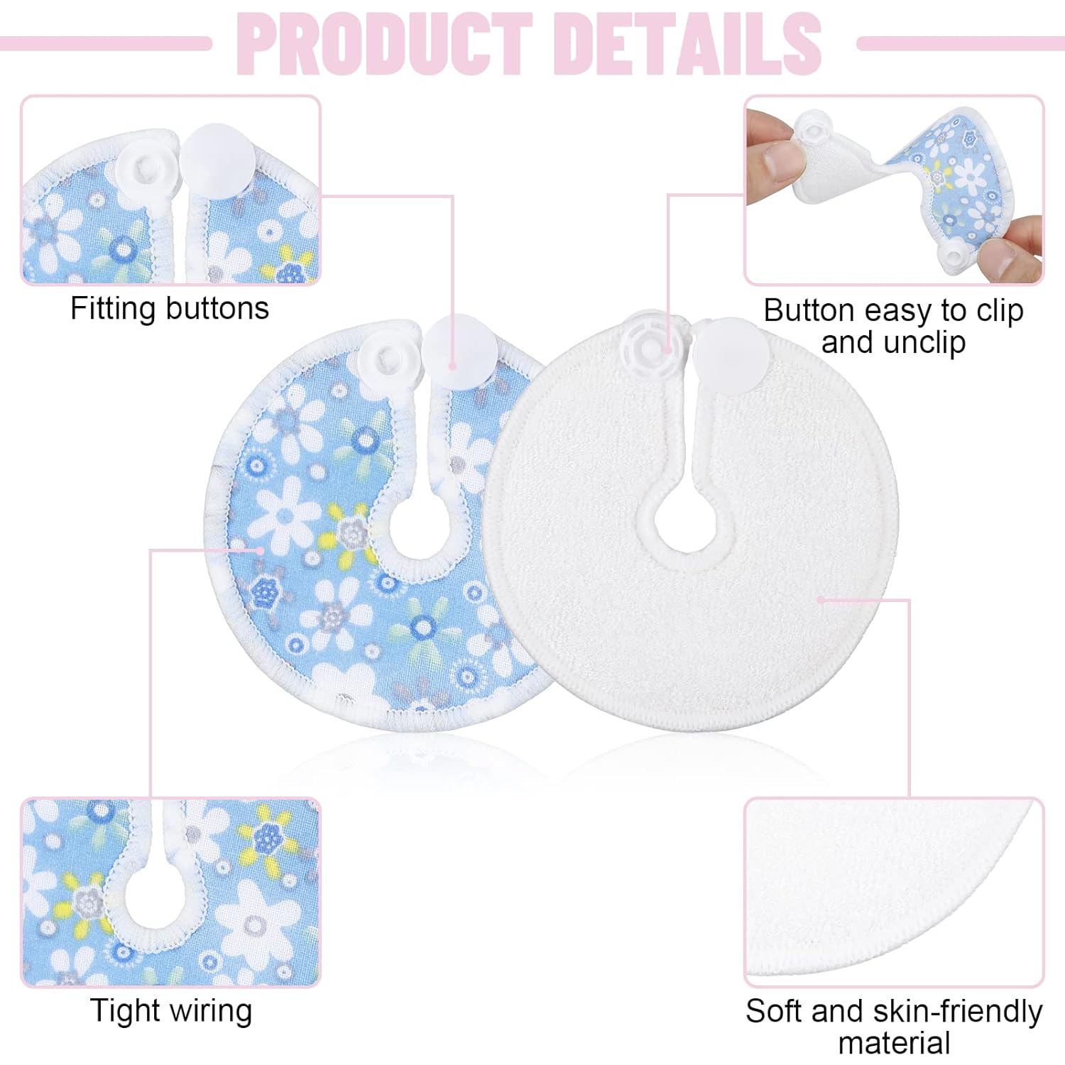 32 almohadillas de algodón para tubo G, almohadillas de algodón para soporte de alimentación, cubiertas de botón de tubo G abdominal, suministros de
