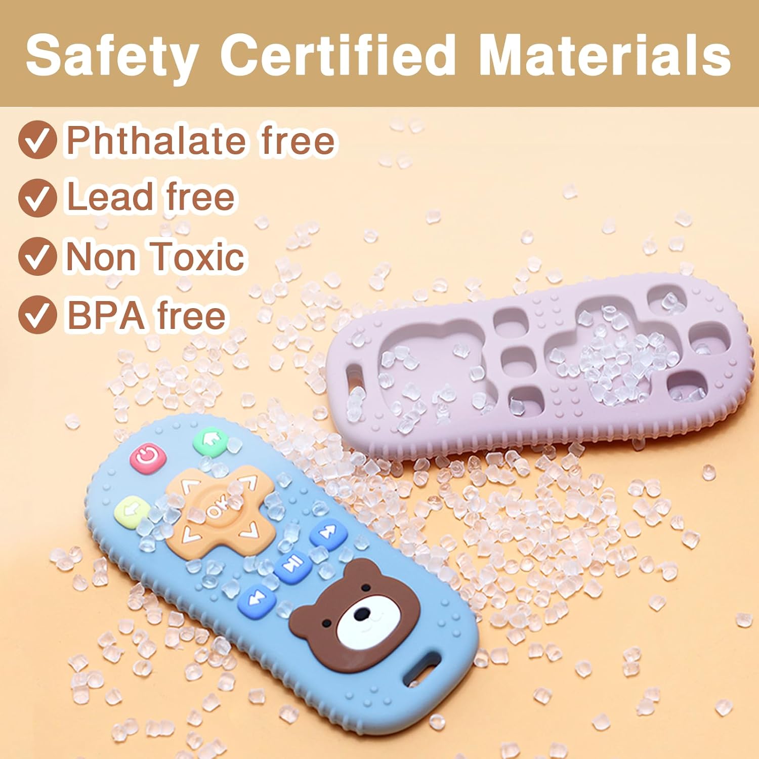 Juguetes de dentición de silicona con cuerda anti caída, juguetes de dentición con control remoto para bebés de 0 a 6 meses, mordedores para bebés