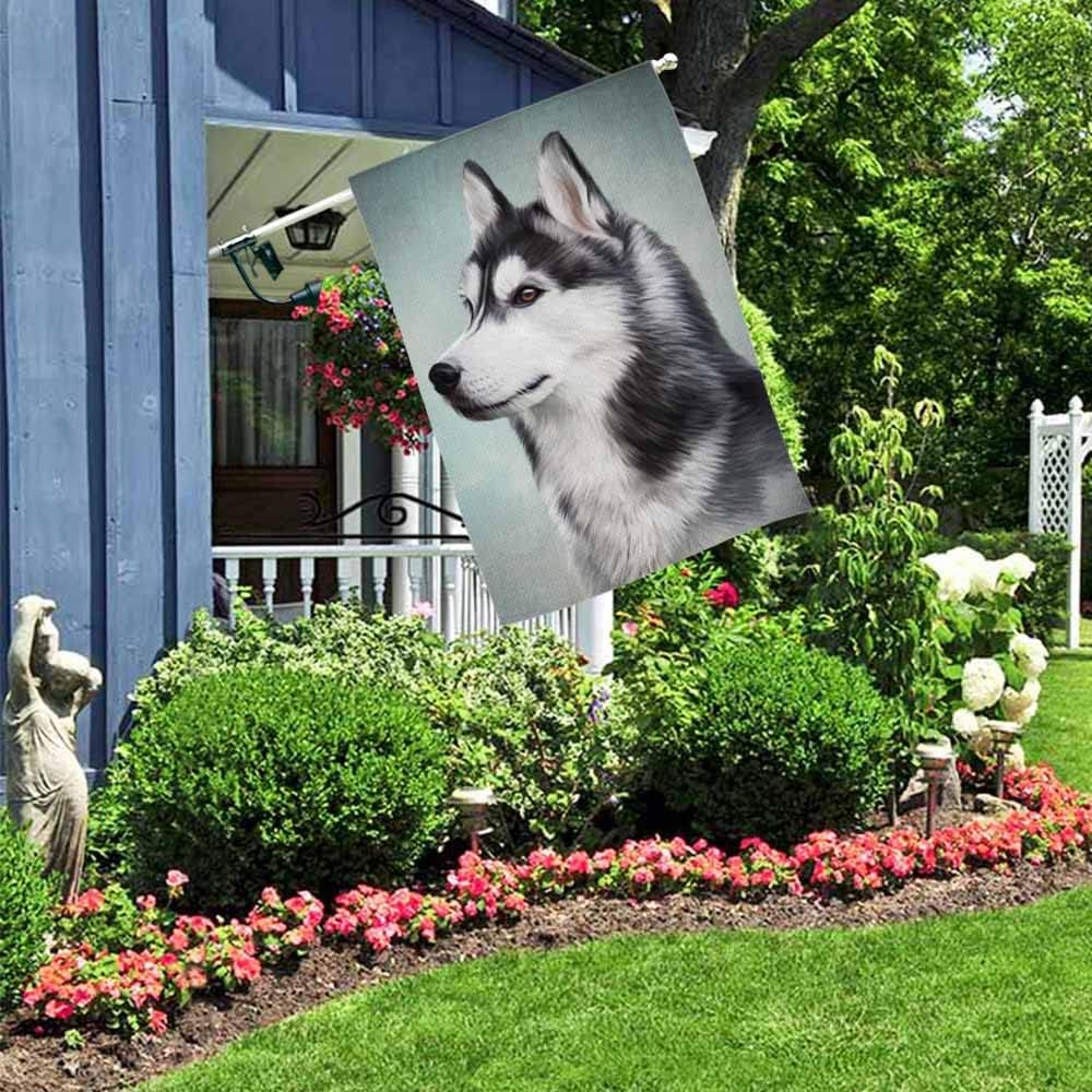 AOYEGO Bandera de casa de perro de Husky siberiano de 28 x 40 pulgadas, grande, vertical, de doble cara, pintura al óleo, decoración exterior de