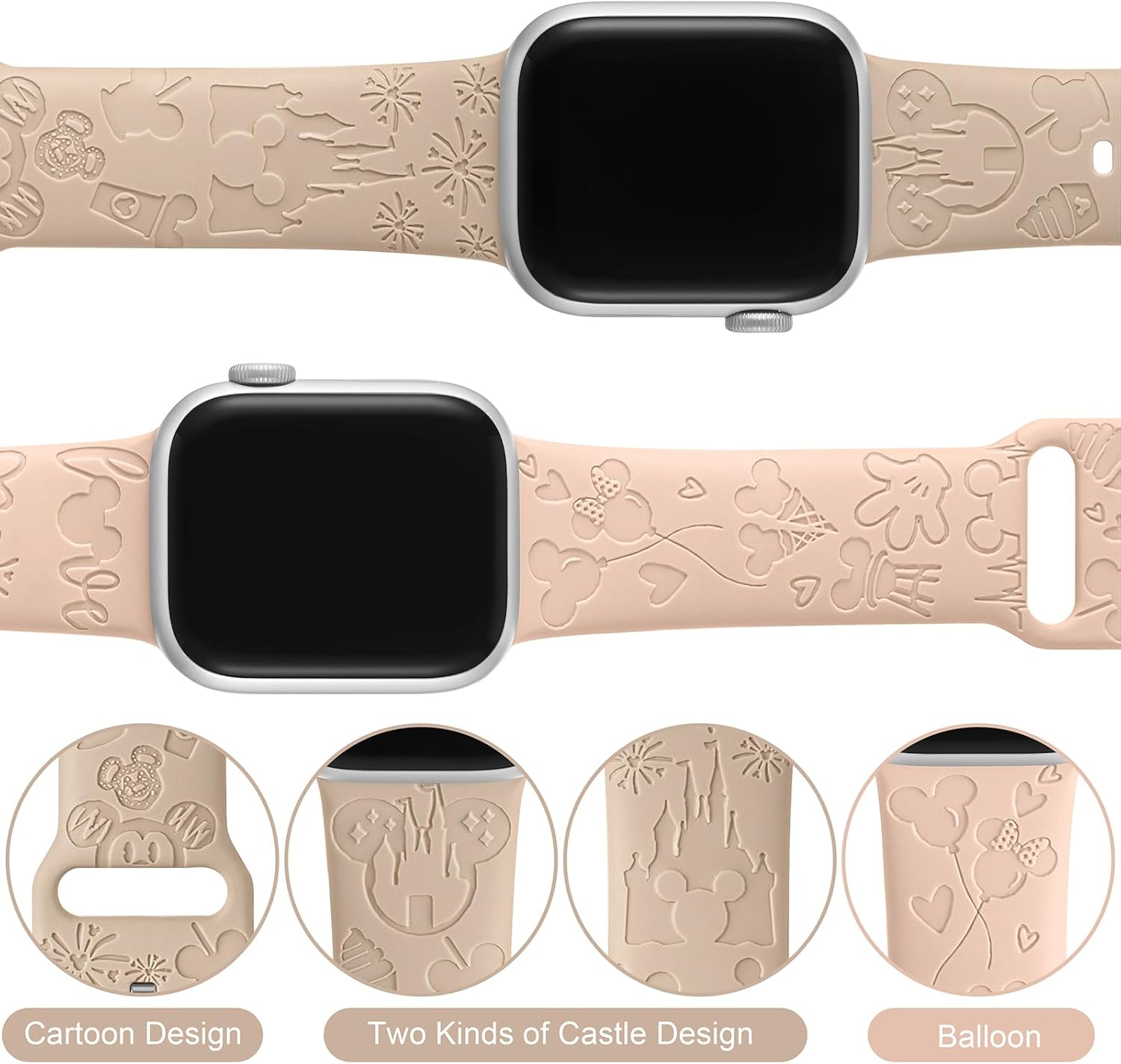 Onederhome Correa deportiva grabada compatible con correas de Apple Watch 38 40 41 42 44 45 1.929 in, correa de silicona suave para mujer y hombre,