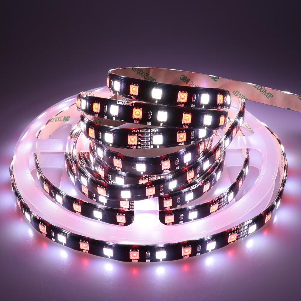 LEDENET Tira de luces LED flexibles de 16.4 pies SMD 5050 DC 24V 360LEDs RGBW blanco frío que cambia de color LED tira de luz LED PCB silicona