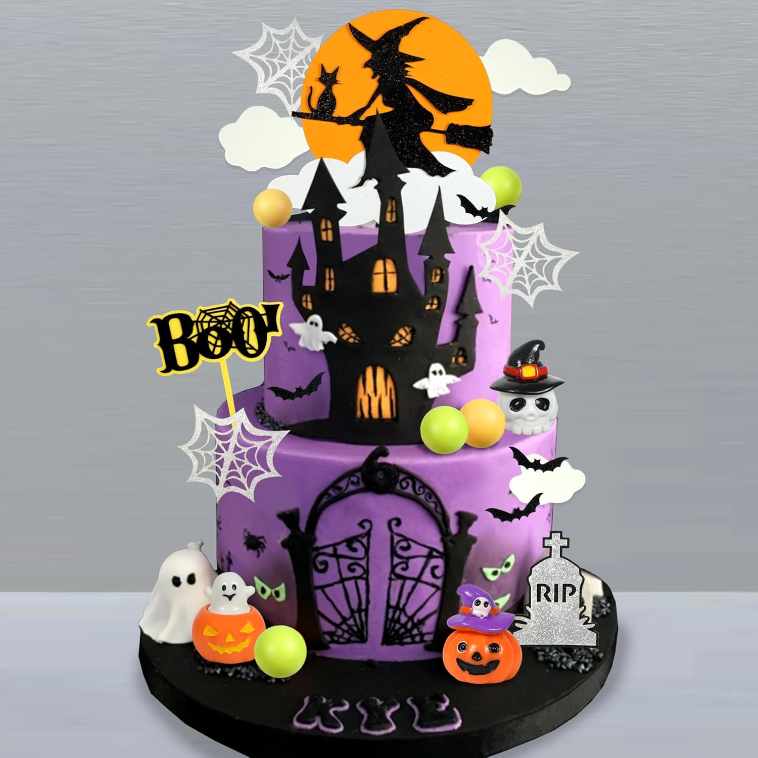 Decoración para tartas de Halloween, calabaza, fantasma, cabeza de cráneo, castillo de araña, decoración de pastel de bruja, decoración de pasteles