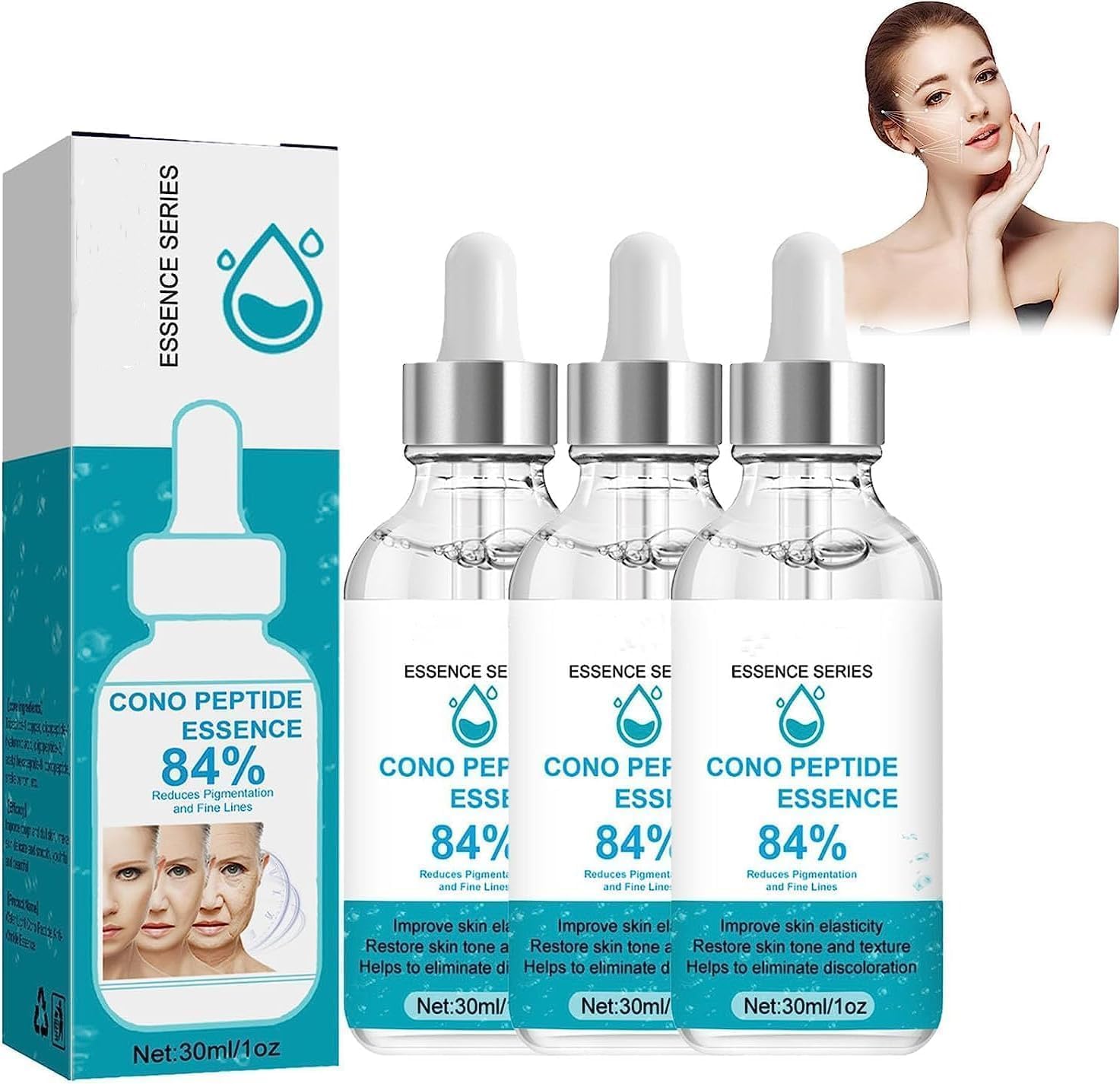 Cono Peptide Essence, 84% de esencia de péptido Cono, extracto de planta pura esencia de suero facial, esencia facial hidratante profunda para la