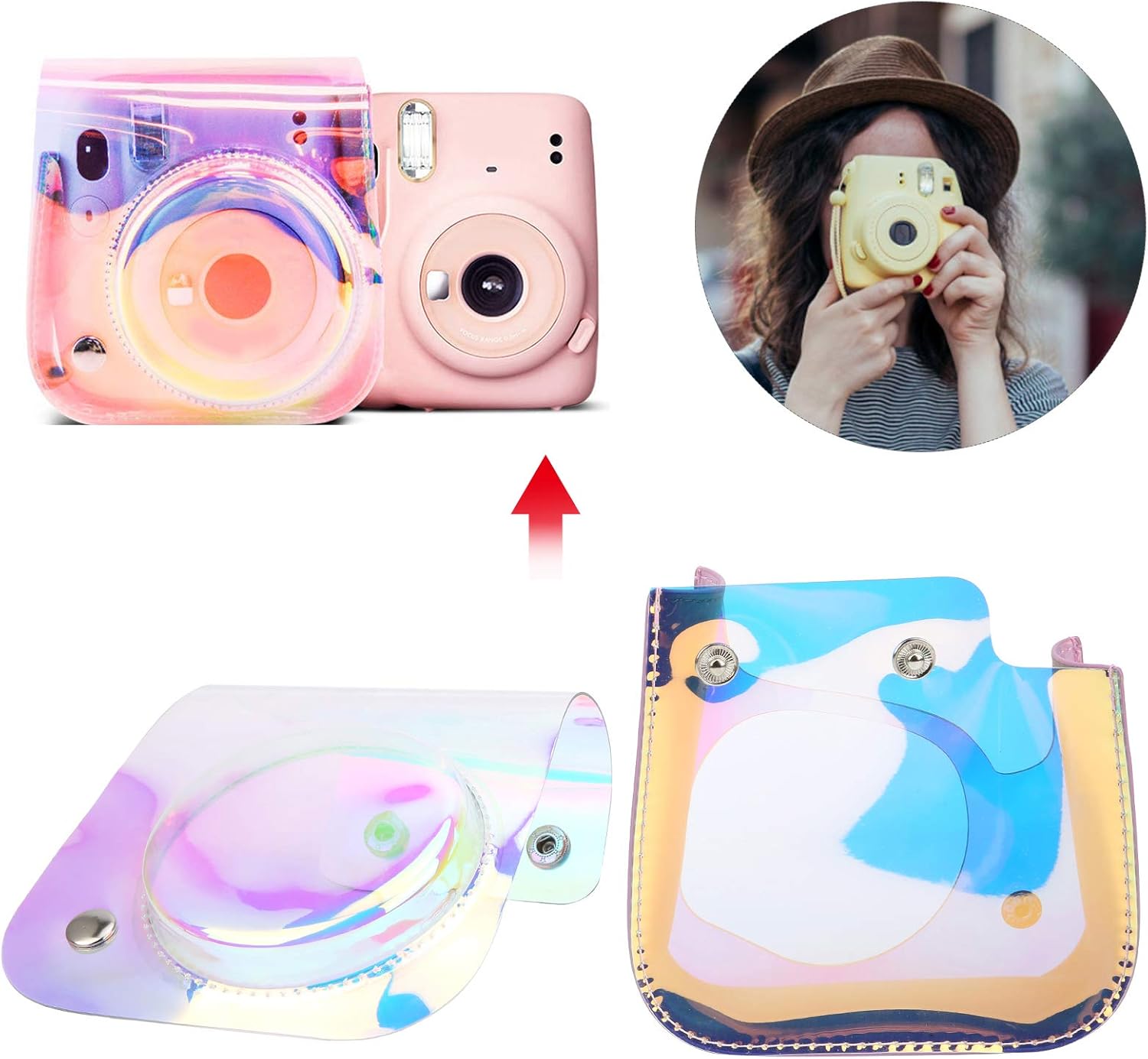 EBTOOLS Estuche de almacenamiento para cámara, mini bolso transparente de PVC lindo, adecuado para cámara Fujifilm Instax Mini 1198