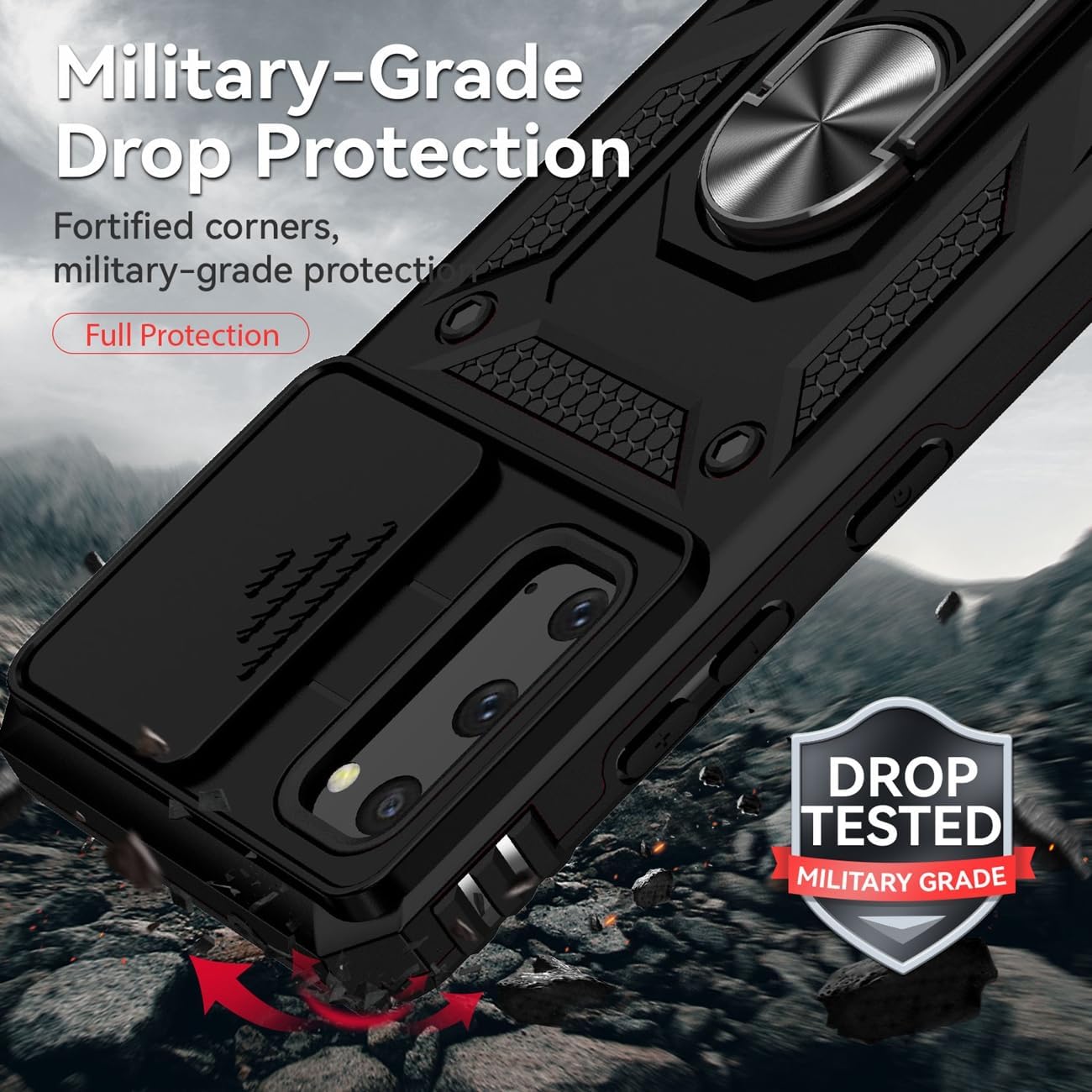 Funda para Galaxy S20 5G, Samsung S20 SM-G981U con protector de pantalla de vidrio templado y cubierta de cámara deslizante, anillo magnético para