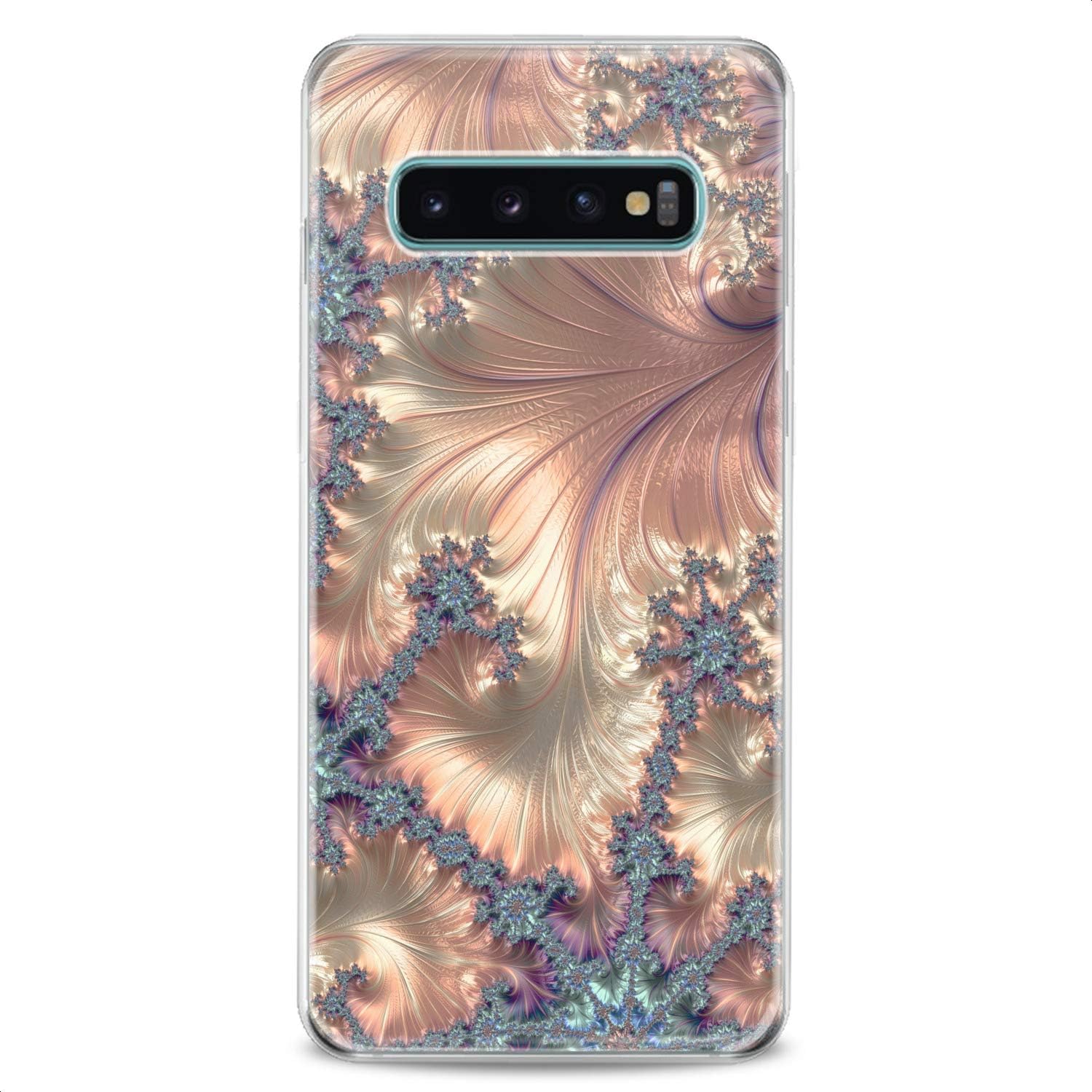 Cavka Funda compatible con Samsung S24 S23 S22 Plus S21 FE Ultra S20+ S10 Note 20 S10e S9 Cute Art Fractals Golden Clear Phone Awesome Pattern