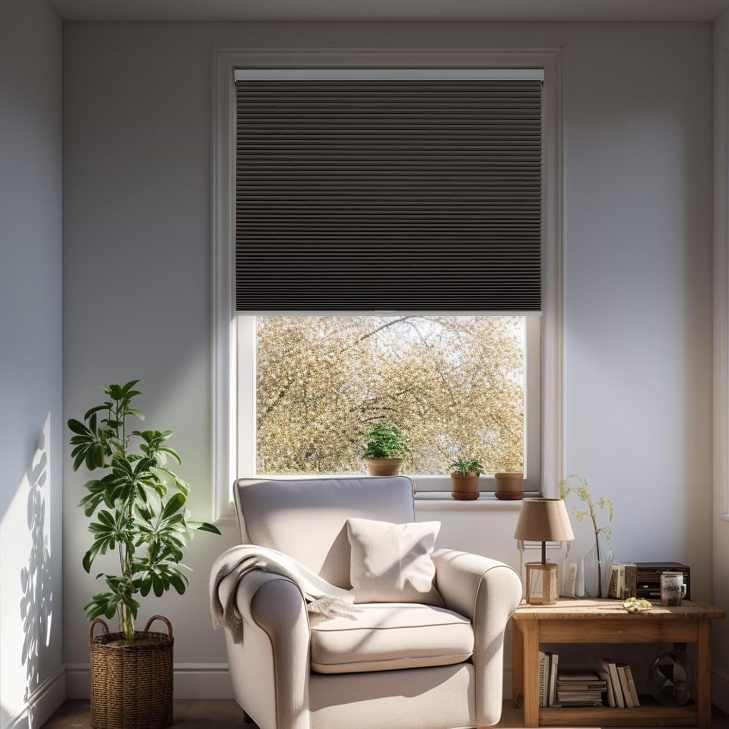 Changshade CEL34TP72A – Persiana opaca para instalación sin herramientas, para dormitorio, cocina, habitación de los niños, baño, oscurecimiento de