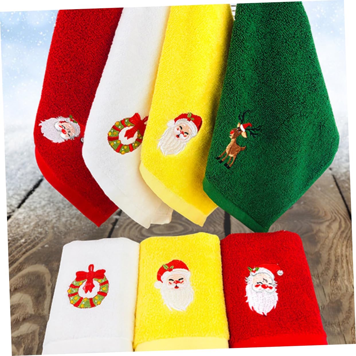 Cabilock 6 toallas de Navidad de mano para baño, toallas bordadas de Navidad, paños de cocina, toallas de Papá Noel, toallas de mano de Navidad,