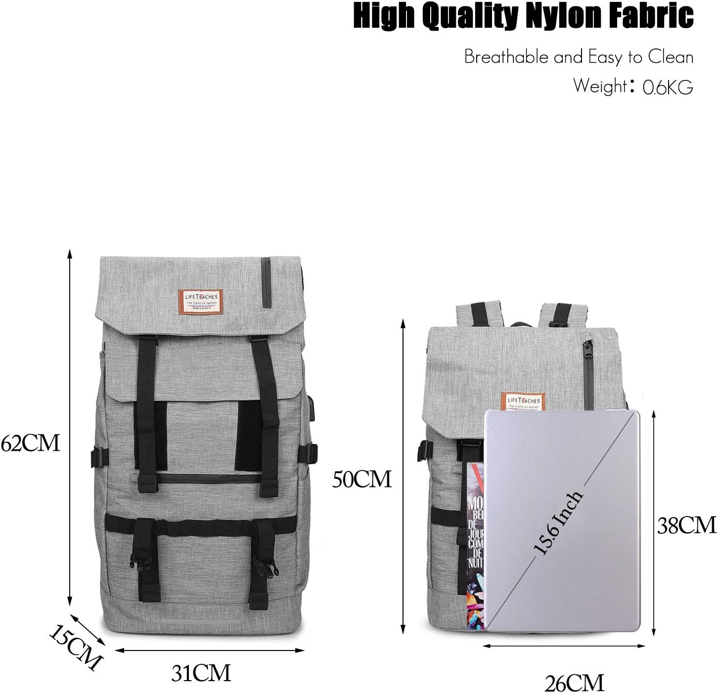 Mochila enrollable expandible, Gris, Mochilas Daypack