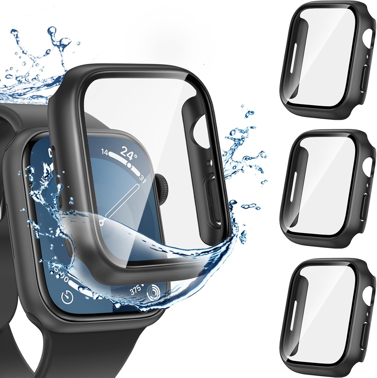 Goton – Funda impermeable para Apple Watch Series 9, 8, 7, 1.772 pulgadas (1.772 in), cubiertas duras de policarbonato con protector de pantalla de
