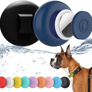 Paquete de 2 soportes impermeables IPX8 para collar de perro, funda de aire oculta para collar de gato, funda de silicona antipérdida para AirTag Paquete de 2 soportes impermeables IPX8 para collar de perro, funda de aire oculta para collar de gato, funda de silicona antipérdida para AirTag