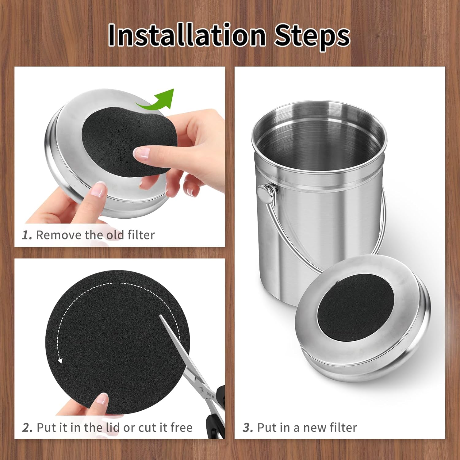 Filtro de contenedor de compost, 20 filtros de carbón de 6.7 pulgadas, filtros de carbón de abono de repuesto para cubo de abono