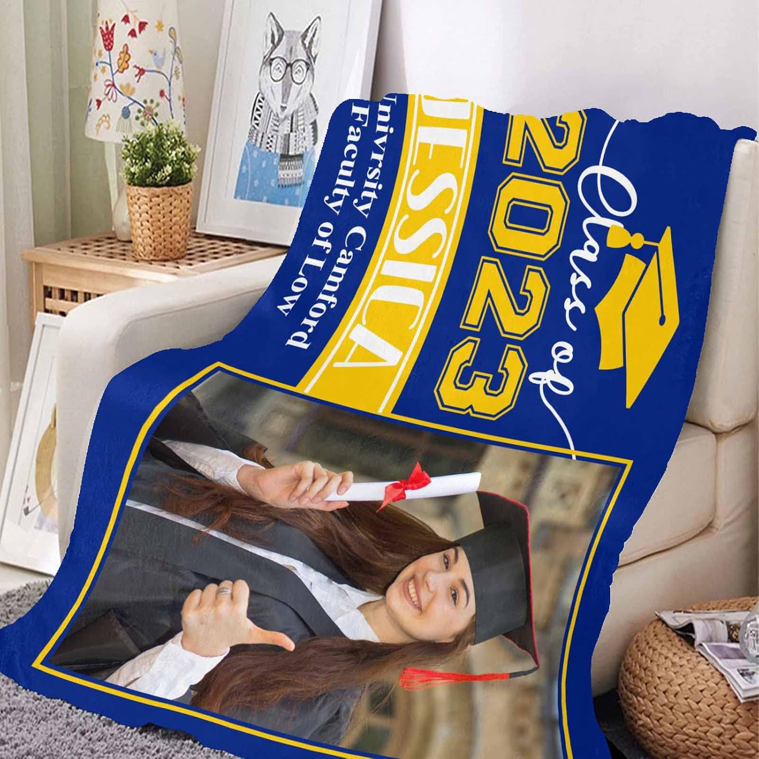 YESCUSTOM Manta de graduado personalizada con collage de fotos, manta de fotos personalizada para graduados de clase de 2023, manta personalizada