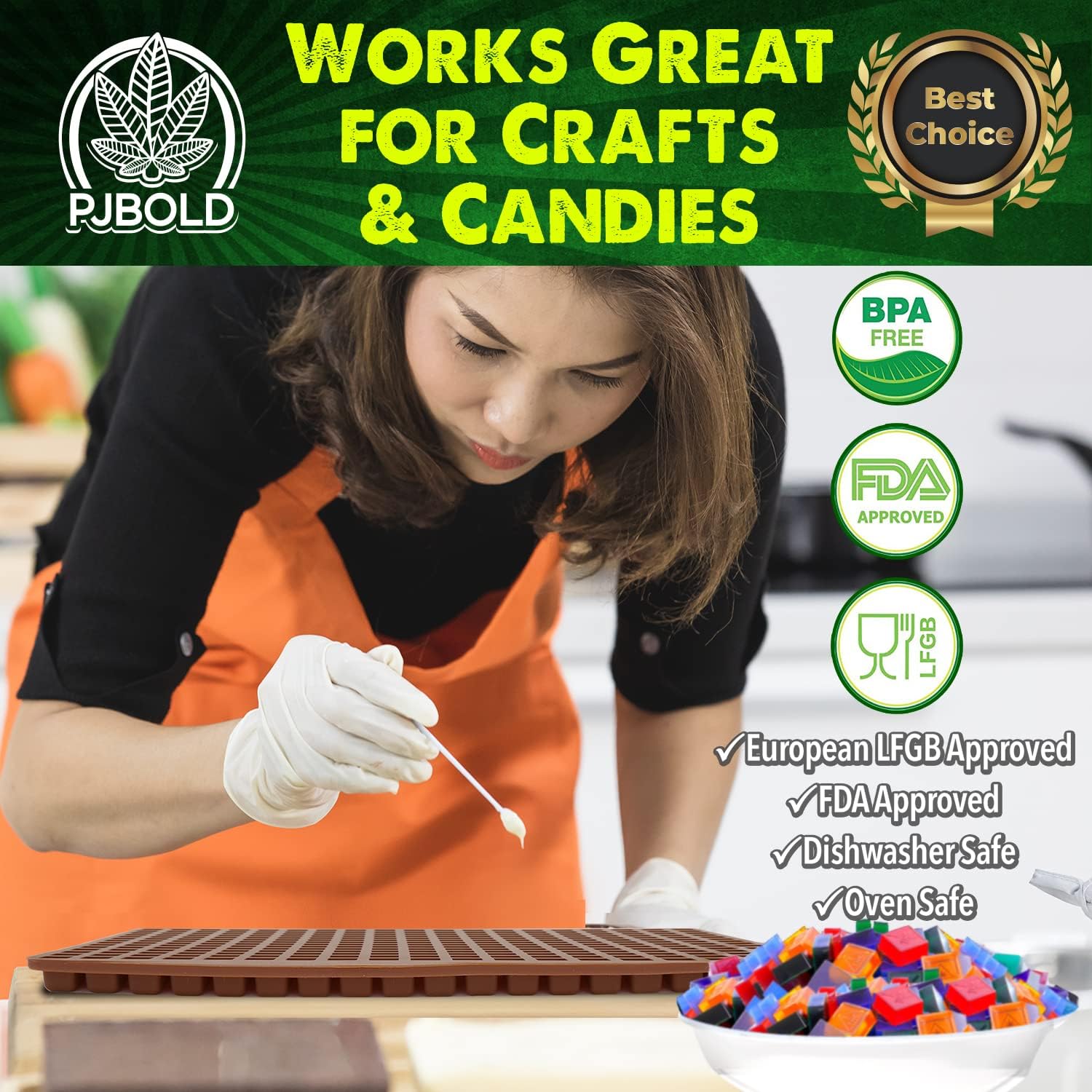 Molde cuadrado de silicona para dulces, 266 cavidades, 2 mL