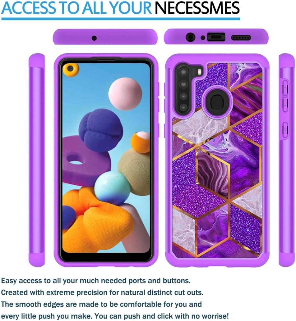 Funda para Galaxy A21 (no compatible con A21S), funda de teléfono Samsung A21 para niñas y mujeres, absorción de golpes, funda protectora resistente