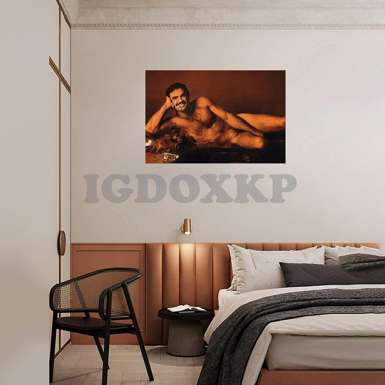 ETOMEY Burt Reynolds – Póster de piel de oso, póster de lienzo para decoración de dormitorio, oficina, habitación, regalo, sin marco, 24 x 16