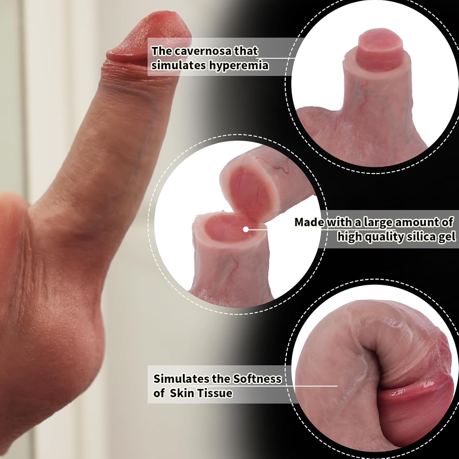 Reproduction – Consolador anal enorme realista que se siente como piel, consolador anal grande y curvado con ventosa fuerte para jugar con manos