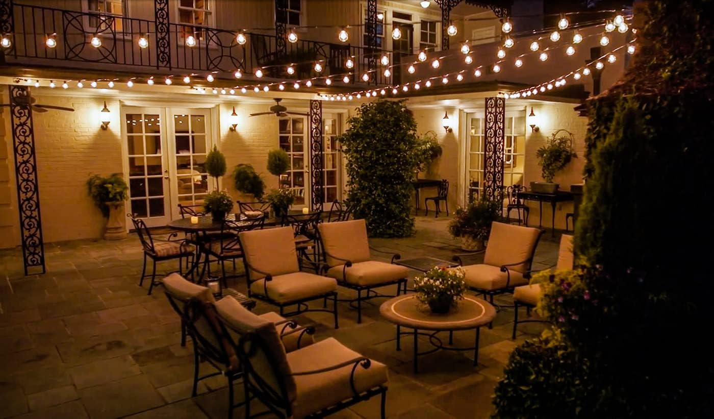 25 unidadesClear G40Globe focos para luces de Patio Cadena Fits E12y C7Base 5vatios G40 focos de repuesto para patio luces