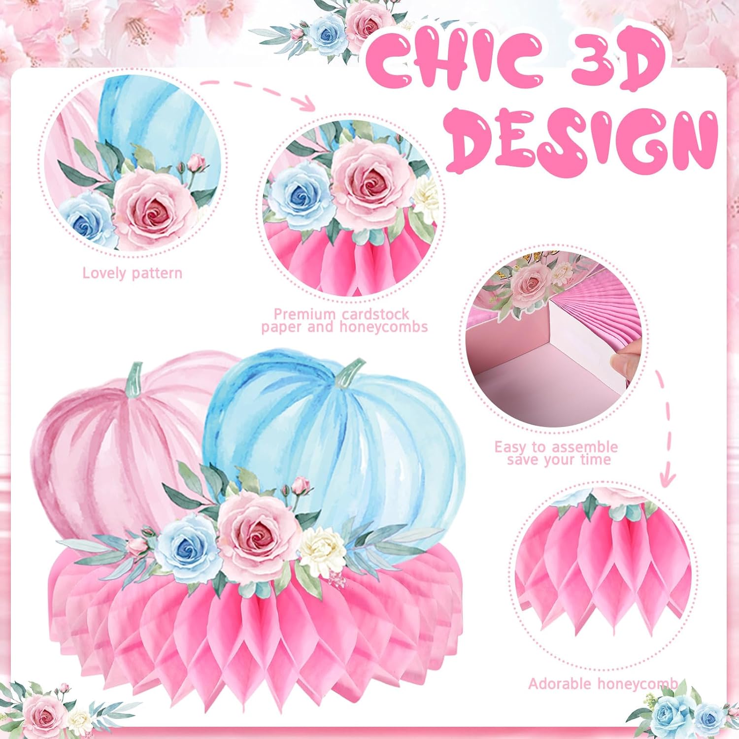 12 piezas de decoración de fiesta de baby shower, centros de mesa para niños o niñas para mesa de revelación de género, centros de mesa de nido de