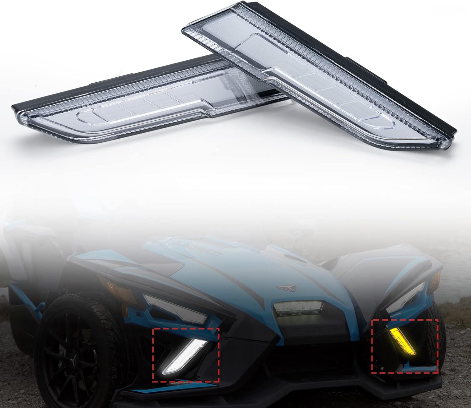 A & UTV PRO Kit de luz de panel inferior para Polaris Slingshot S GT R SL SLR 2020 2021 2022 2023 2024, luz diurna DRL y accesorios de luz
