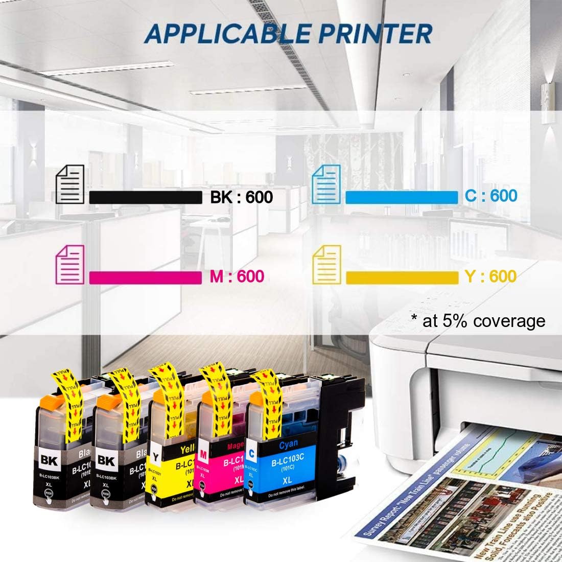 Cartuchos de tinta compatibles Brother LC103 LC103XL LC101 de repuesto para Brother MFC-J870DW MFC-J6920DW MFC-J6520DW MFC-J450DW MFC-J470DW (4