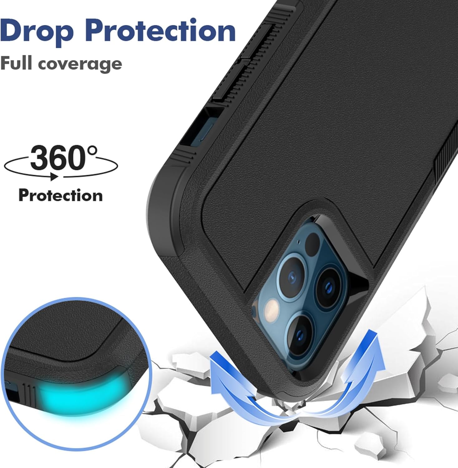 Funda para iPhone 12  iPhone 12 PRO funda protectora de doble capa resistente para teléfono celular, a prueba de golpes, resistente, con protector