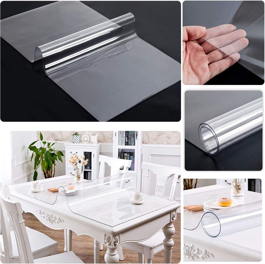 Mantel de PVC transparente, impermeable, de vidrio suave, transparente, cubierta de mesa, lavable, a prueba de aceite, para mesa de comedor,