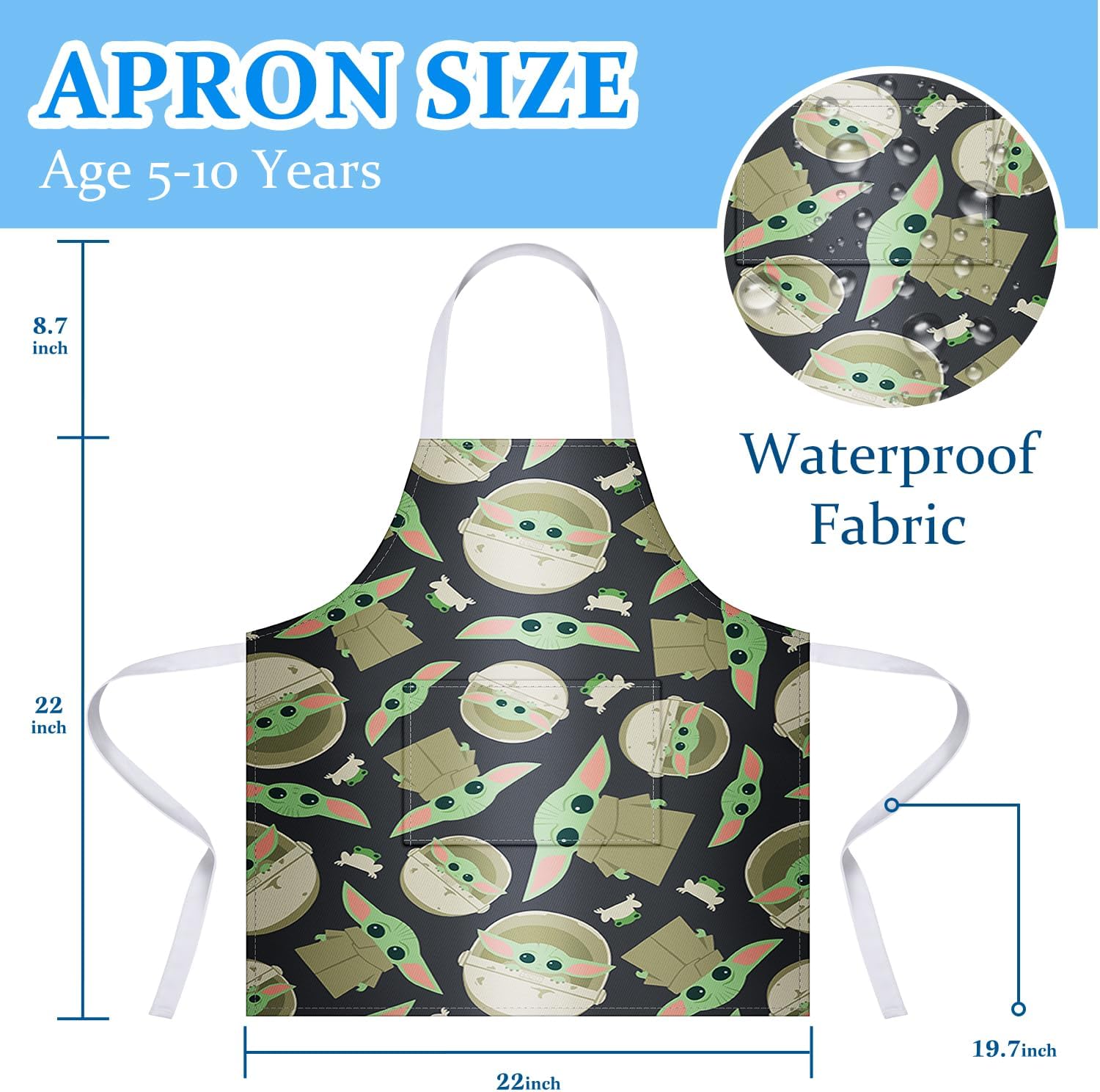 Akkya Delantales de cocina para niños pequeños, delantal de pintura de chef con bolsillo, para hornear, arte, jardinería, bata personalizada para
