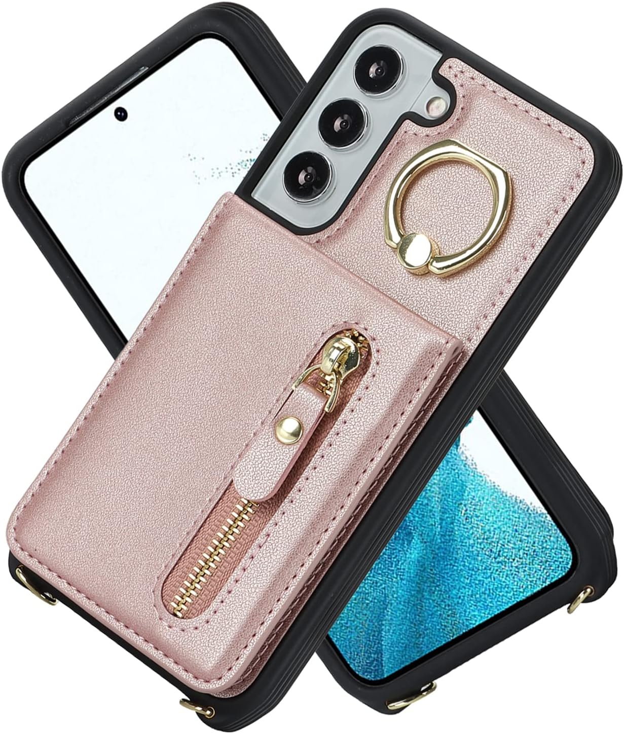 Jaorty Funda para Samsung Galaxy S22 5G para mujer con tarjetero, funda para Samsung S22, cartera cruzada con correa, ranuras para tarjetas de